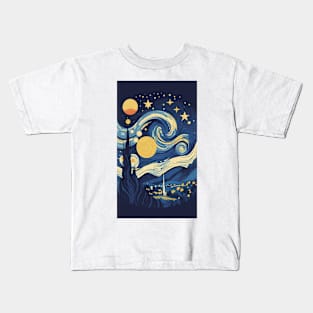 Starry Night Reverie: Van Gogh's Celestial Symphony Kids T-Shirt